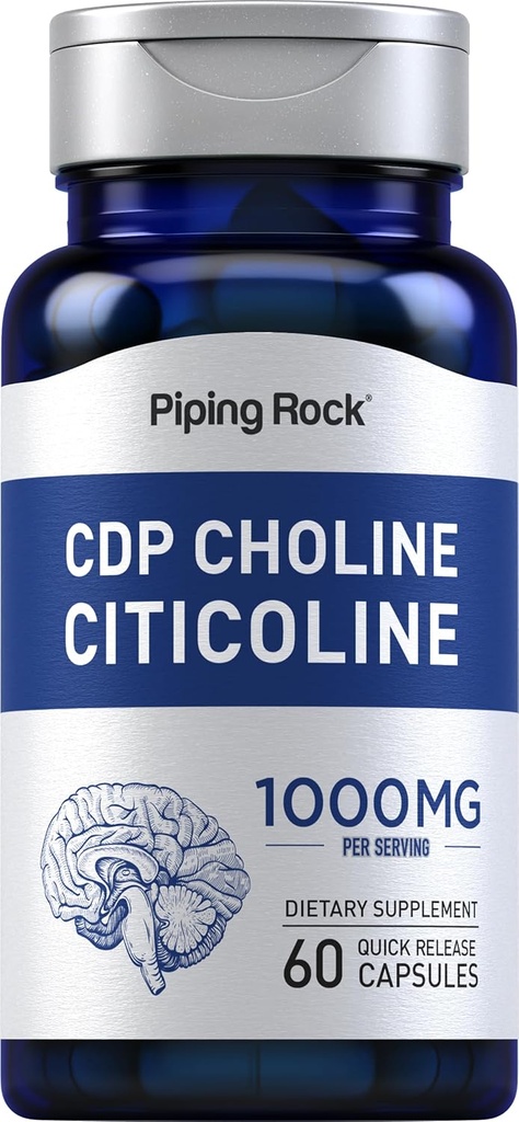 Piping Rock CDP Choline Citicoline 1000 mg | 60 Hızlı Yayın Kapsülleri | Erkekler ve Kadınlar için | Non-GMO, Gluten Free Diyetary Supplement