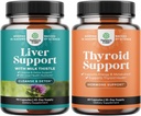 Liver Cleanse Detox & Tamir - Silymarin Süt Butle Dandelion Root, Beetroot & Artichoke Extract & Thyroid Support - L Tyrosine, Bladderwrack, Selenium & Ashwagandha for Hormon Balance