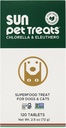 Sun Chlorella Sun Pet Yeşil Superfood Cat & Dog Supplement - Chlorophyll Eleuthero & Lecithin, Mineraller, Antioksis & Vitaminler - Immune Defense, Skin & Gut Health - 120 Bites