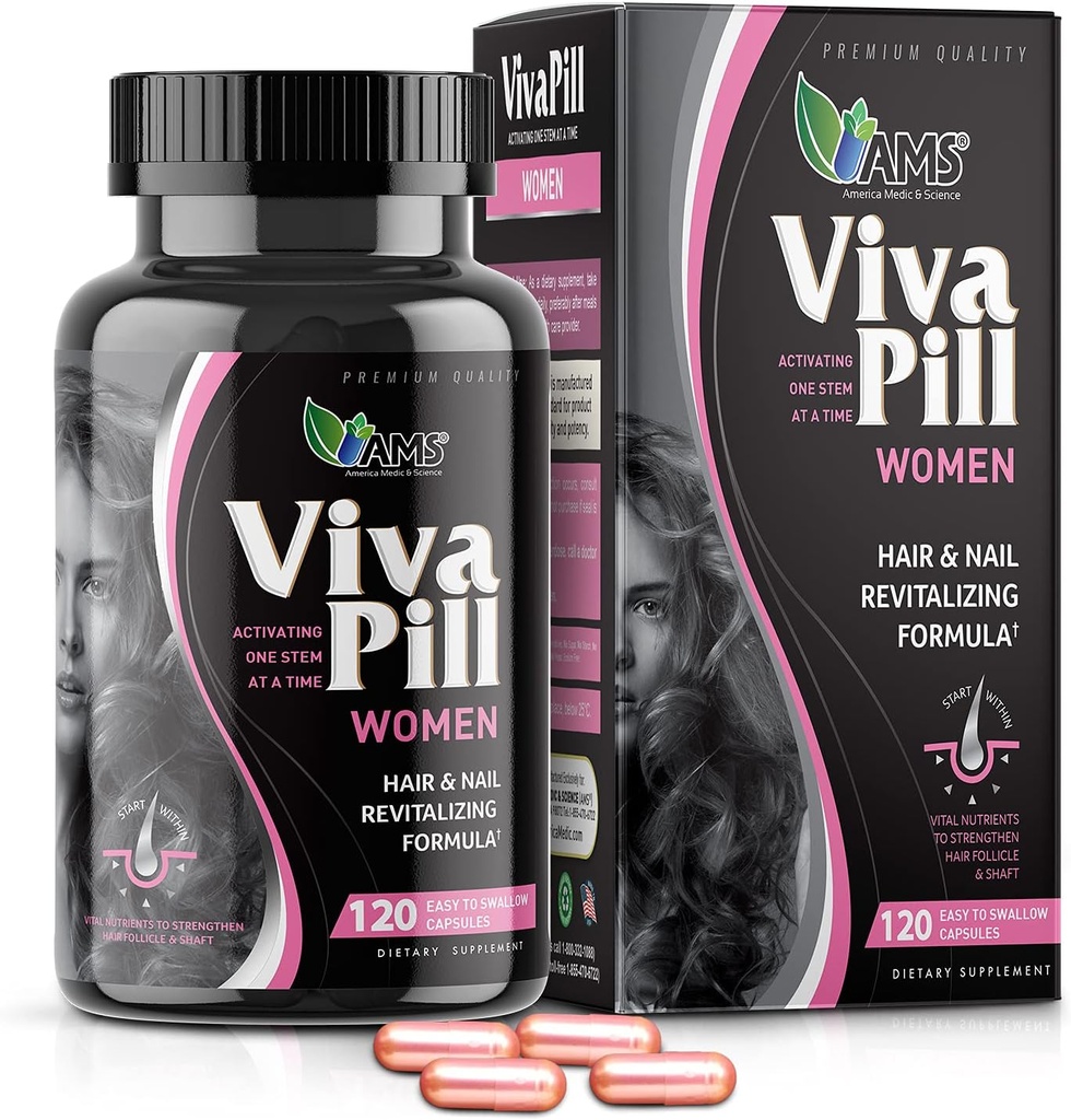 Amerika Medic & Science VivaPill for Women (120 Capsules) Hair, Skin ve Nails için Vitaminler | Biotin, Diyetsel Supplement for Hair Growth with Collagen and Keratin