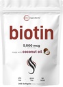 Micro Materialss Biotin 5.000 Live | 365 Virgin Coconut Oil Softgels, Hızlı Yayın, Bir Yıl Supply | Sağlıklı Saç, Skin, & Nails | Non-GMO, No Glutenten