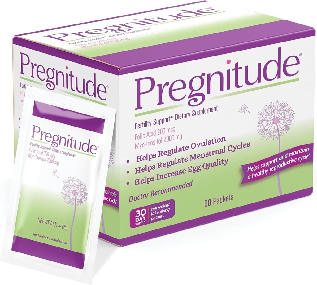 Pregnitude Reproductive Ferttitude Support - Düzenli Ovulation - Menstrual Cycles ve Eggs Kalitesini Arttırın - 30 Day Supply 60 Packets