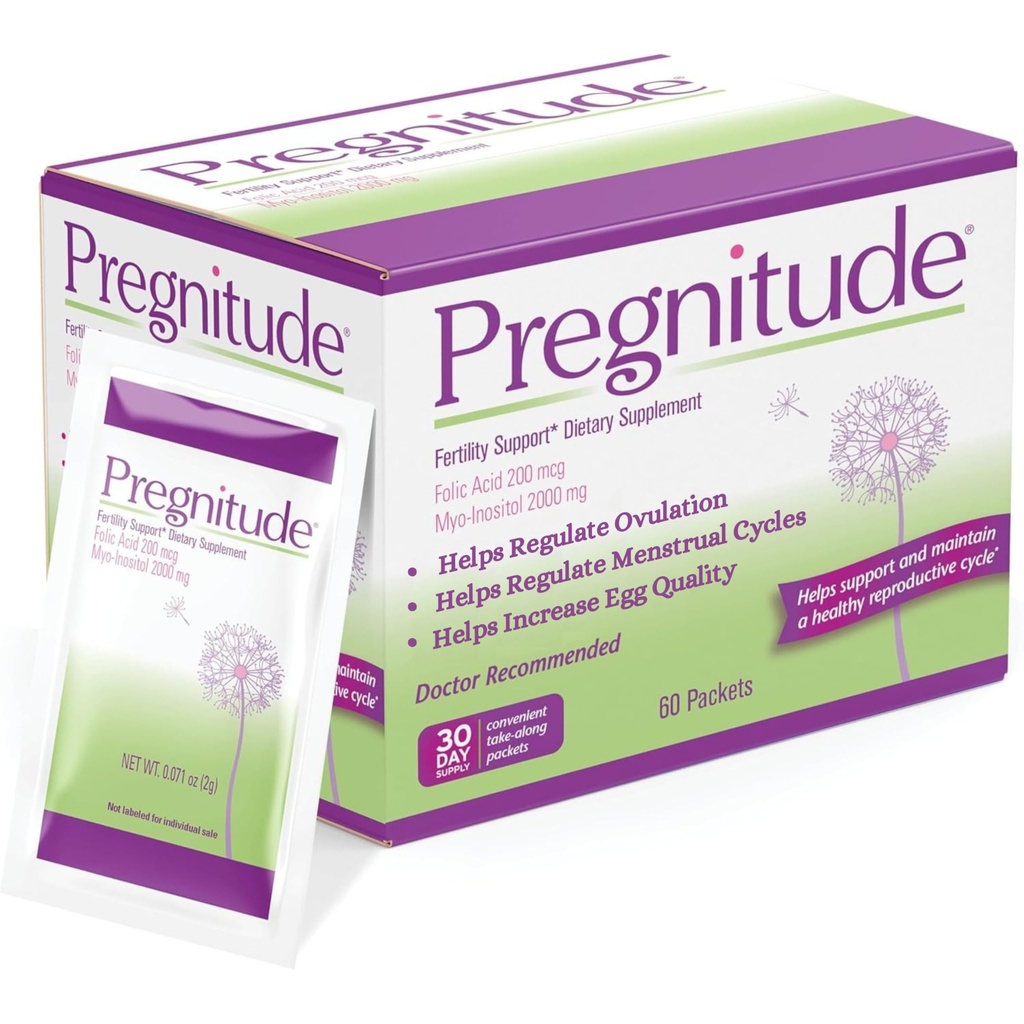 Pregnitude Reproductive Ferttitude Support - Düzenli Ovulation - Menstrual Cycles ve Eggs Kalitesini Arttırın - 30 Day Supply 60 Packets