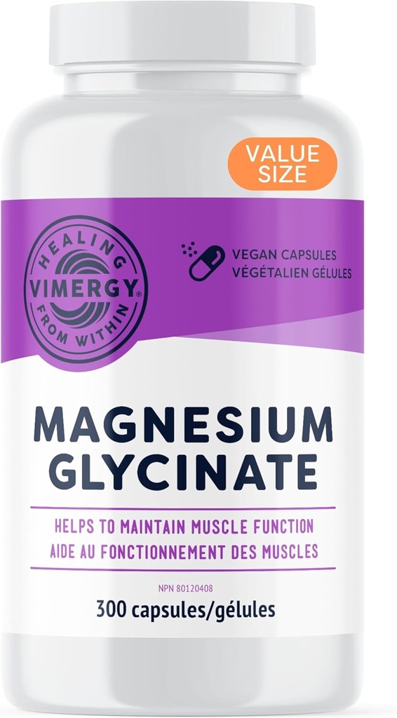 Vimergy Μαγνήσιο Γλυκινικό – Υποστήριξη στρες – Chelated to Reve Tummy Upset*– Προωθεί την υγεία της καρδιάς και της ενέργειας*– Kosher, Vegan Gluten-Free – 300 Caps