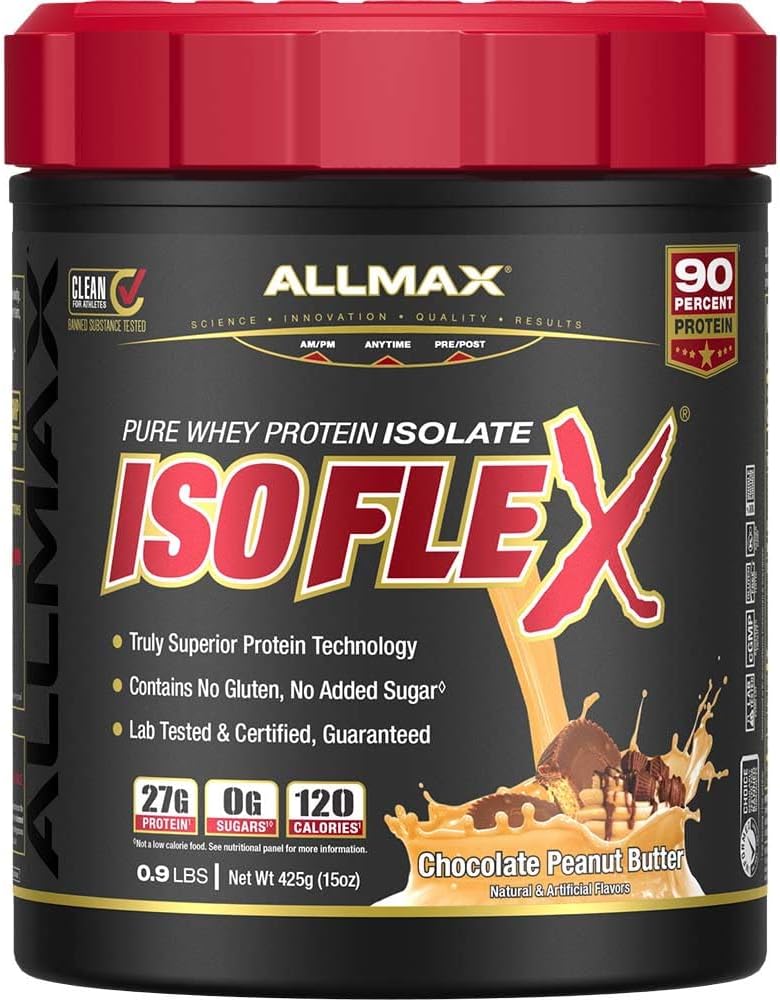 ALLMAX Beslenme ISOFLEX Whey proteini, Chocolate Peanut Butter - 0.9 lb - 27 Protein Per Scoop - Zero Fat & Sugar - 99 Lactose Free - Gluten Free & Soy Free - Approx. 15 Hizmet
