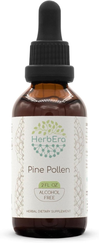HerbEra Pine Pollen B60 Alcohol Free Herbal Extract Βάμμα, Συμπυκνωμένες Υγρές σταγόνες Φυσικές (Song Hua Fen, Scots Pine, Pinus Sylvestris) 2 fl oz