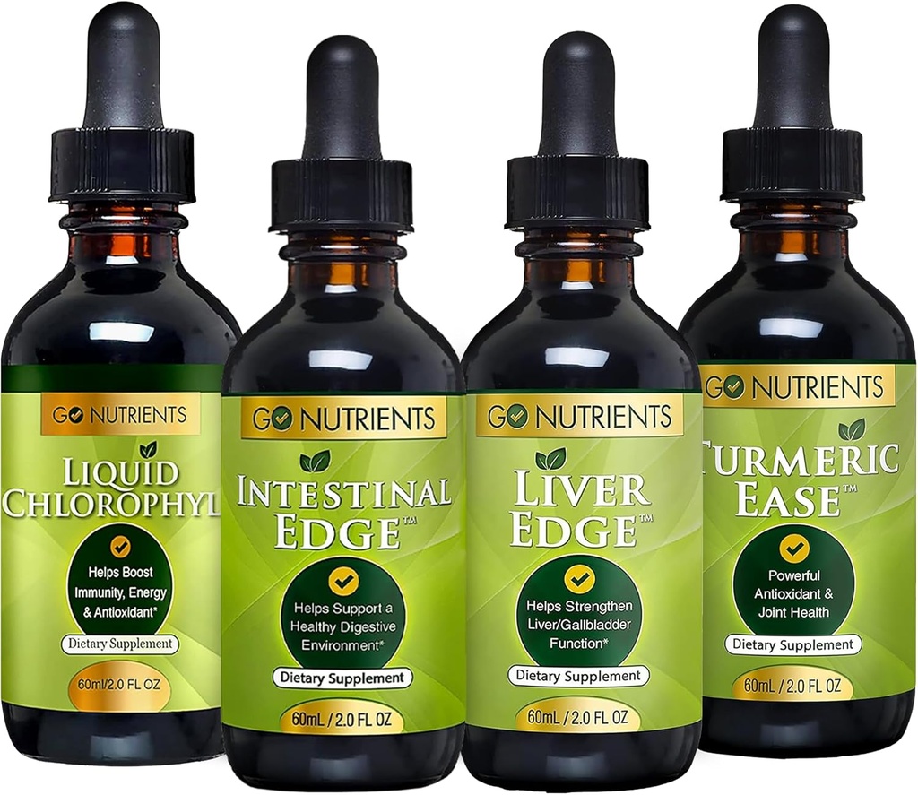 Go Nutrients Digestion & Detox Sche - Sıvı Chlorophyll, Liver Edge, Intestinal Edge, Turmeric Ease – Destekler Temiz, Digestion, Liver Health, and Body Defense, Revitalize Skin &Vitality