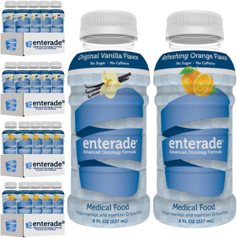 Enterade AO 48 μπουκάλια Orange και Vanilla Bundle, ειδικά σχεδιασμένα για να μειώσει τις παρενέργειες GI θεραπεία, 8oz πορτοκαλί (2 συσκευασίες των 12) + 8oz βανίλια (2 συσκευασίες των 12)