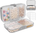 FYY Weekly Pill Organizer with Etiketler,8 Karşılaştırmalar Seyahat Günlük Pill Case Airtight Moistureproof Büyük Pill Box to Hold Vitamins, Fish Oil, Supplements,Cotton Swab ve Bandages-Grey