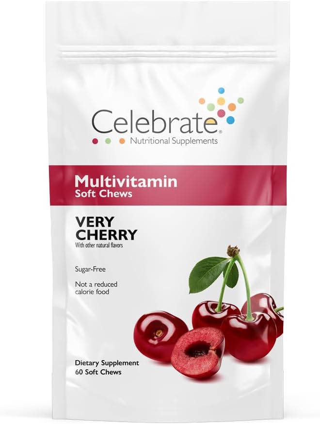 Vitamin Bariatrik Multivitamin Yumuşak Chews - Temel Vitaminler ve Mineraller, Sugar & Gluten Free - Gastrik Bypass & Kol Gaztrektomi Tamam - Cherry (60ct)