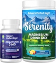 Nature's Perfect Night Melatonin 5 mg Quick Dissolve Karma Berry 200 Count with Serenity Magnezyum Toz 15 oz Lemon Raspberry
