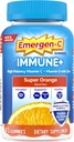 Emergen-C Immune+ Triple Action Immune Support Gummies, BetaVia (R), 1000 mg C, B Vitaminleri, Vitamin D ve Antioksis, Super Orange - 45 Count