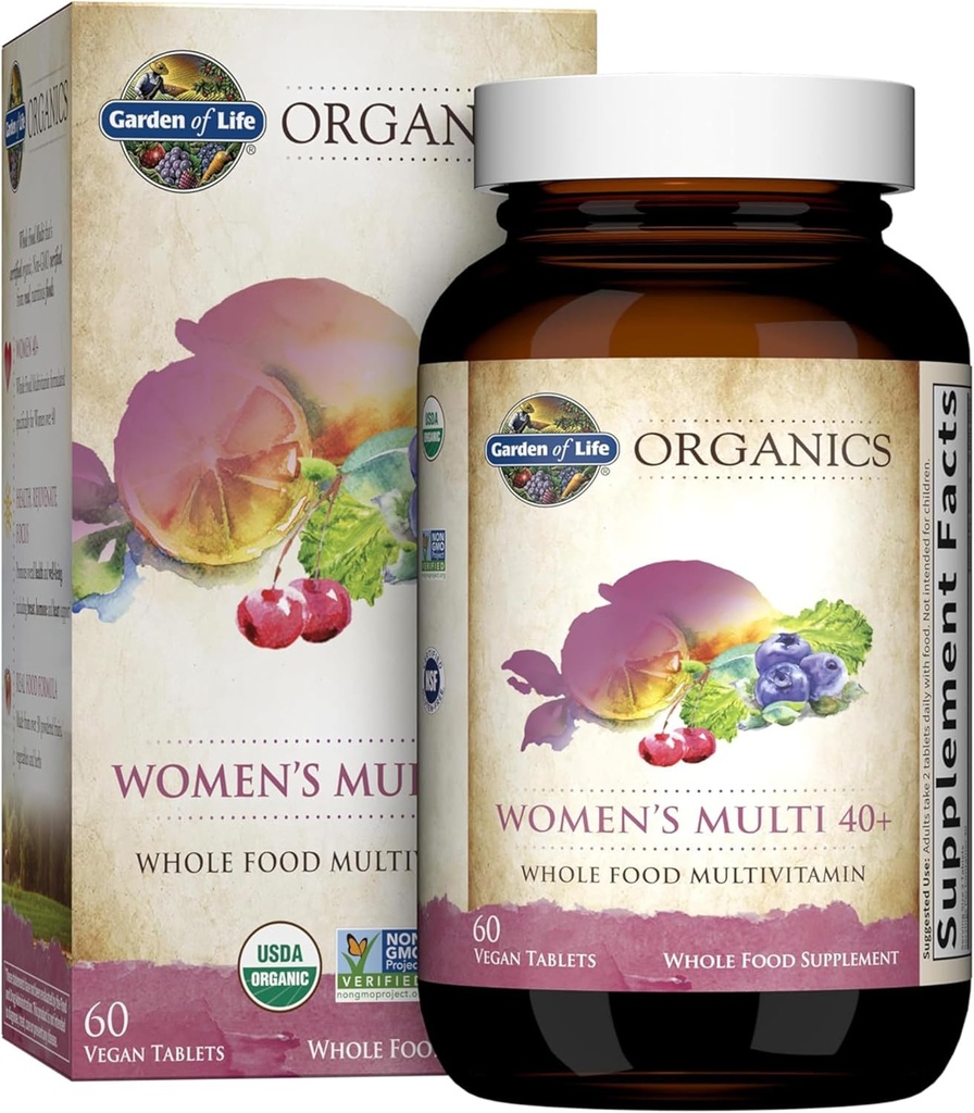 Life Organics Vitamins for Women 40+ - 60 Tabletler, Kadınlar Multi 40+, 40'tan Fazla Kadınlar için Vegan Vitaminler, Hormonlar ve Diş Sağlığı Desteği