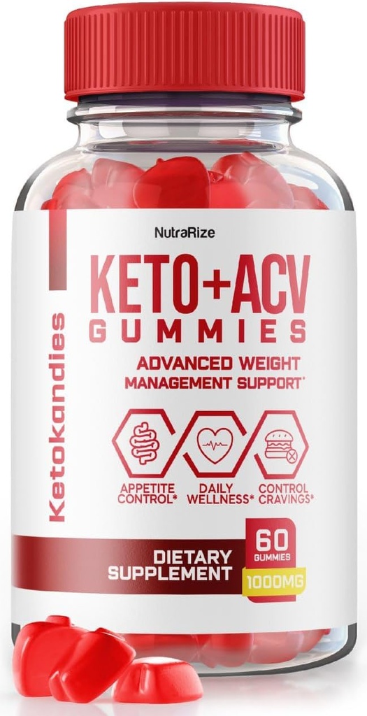 NutraRize KetoKanlar Keto+ACV Kilo kaybı, maksimum Kuvvet Supplement, Gomitas Yorumları (60 Gummies)