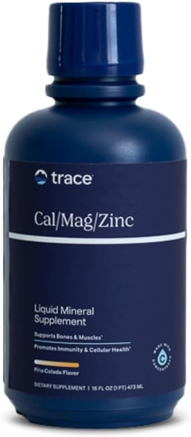 Trace Minerals | Sıvı Cal/Mag/Zinc | Kalsiyum, Magnezyum, çinko, D3 Tamam | Normal Doku, Kas ve Bonek | Natural Piña Colada Flavor | 16 hizmet, 16 fl oz.