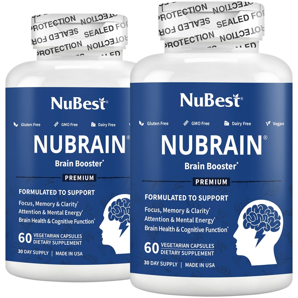 NuBrain ATM - Beyin Simülasyonu, Memory, Focus & Clarity Support with St. John's Wort, Ginkgo Biloba, Bacopa & More | Pack 2