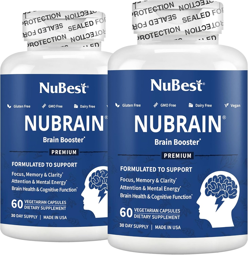 NuBrain ATM - Beyin Simülasyonu, Memory, Focus & Clarity Support with St. John's Wort, Ginkgo Biloba, Bacopa & More | Pack 2