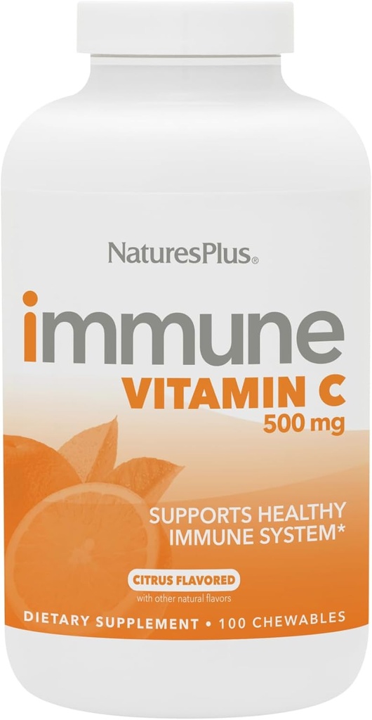 NaturesPlus Ανοσοποιητική Βιταμίνη C, Εσπεριδοειδή - 100 Μασώμενα - All-Natural Immune System Support - Φόρμουλα υψηλής ισχύος με Bioflavonoids & Superfoods - Μη-Acidic & Gentle on The Stomach - 100 Services