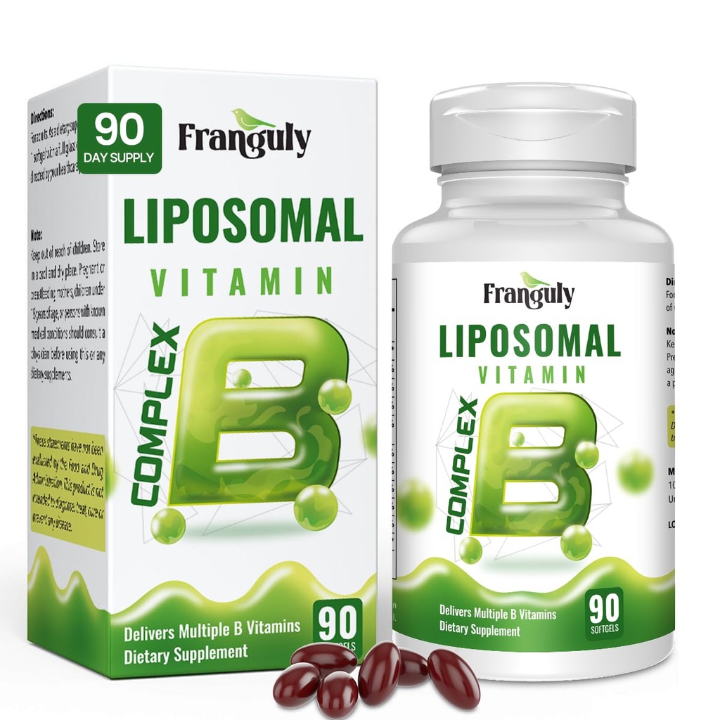 Liposomal B Complex Σχεδιασμένο για Βιταμίνες Υψηλής Απορρόφησης Β με Χολίνη Ινοσιτόλη Βιταμίνη Β1, Β2, Β3, Β5, Β6, Βιοτίνη, Φολικό, μεθυλιωμένο Β12- Ανοσοποιητικό, Ενέργεια, Εγκέφαλος Καρδιά Υποστήριξη 90 Softgels