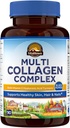 Vitalitown Multi Collagen Kompleksi, Tip I, II, III with Biotin, Vitamin C, Hyaluronic Acid, Turmeric, Black Pepper for Skin, Hair, Nails, 90 Capsules, Non-GMOMO
