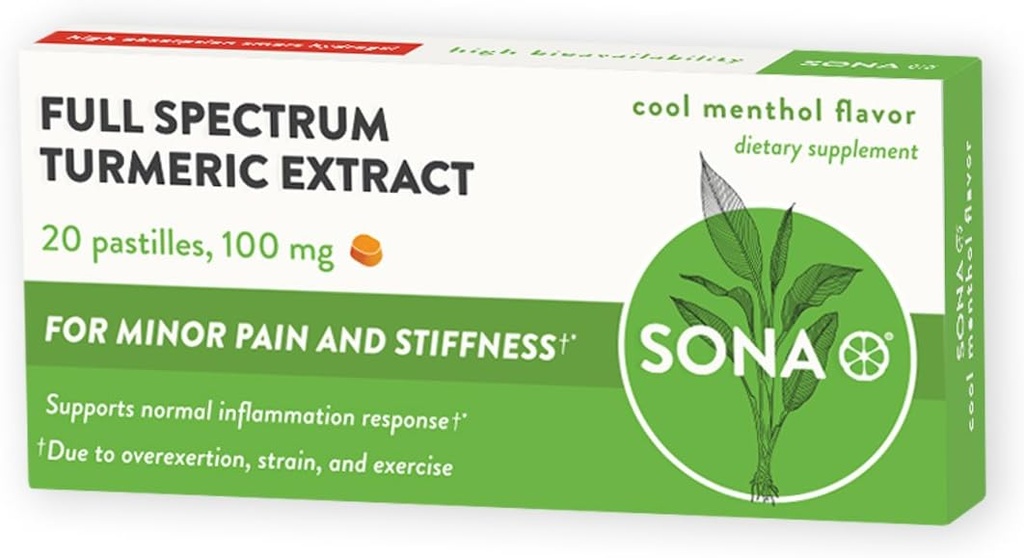 SONA Turmeric Pastilles, Διαλύεται στο στόμα, 600% Υψηλότερη απορρόφηση της κουρκουμίνης σε σύγκριση με τα καψάκια