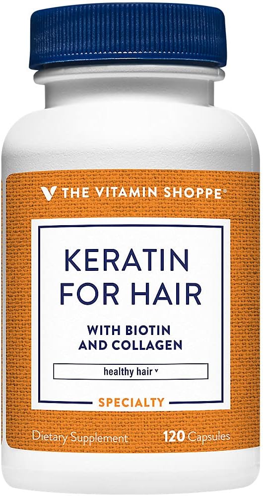 The Shoppe Keratin for Hair with Biotin & Collagen, Supports Güçlü, Sağlıklı Saç, Saç Luster (120 Capsules)