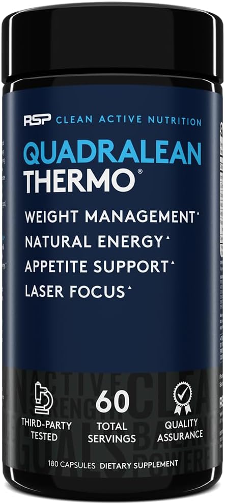 RSP Beslenme QuadraLean Thermogenic Fat Burner for Men & Women, Kilo Kayıp Tamam, Crash-Free Energy, Metabolism ATM & Appetite Suppressant, Diyet Pills, 60 Serv (Pazarlama)