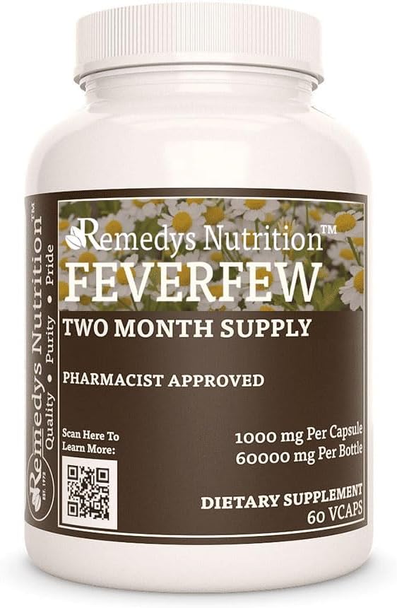 Remedy'nin beslenmesi Ateşfew | 1.000 mg, 60 Vegan Capsules Herbal Diyetsel Supplement | İki Ay Supply