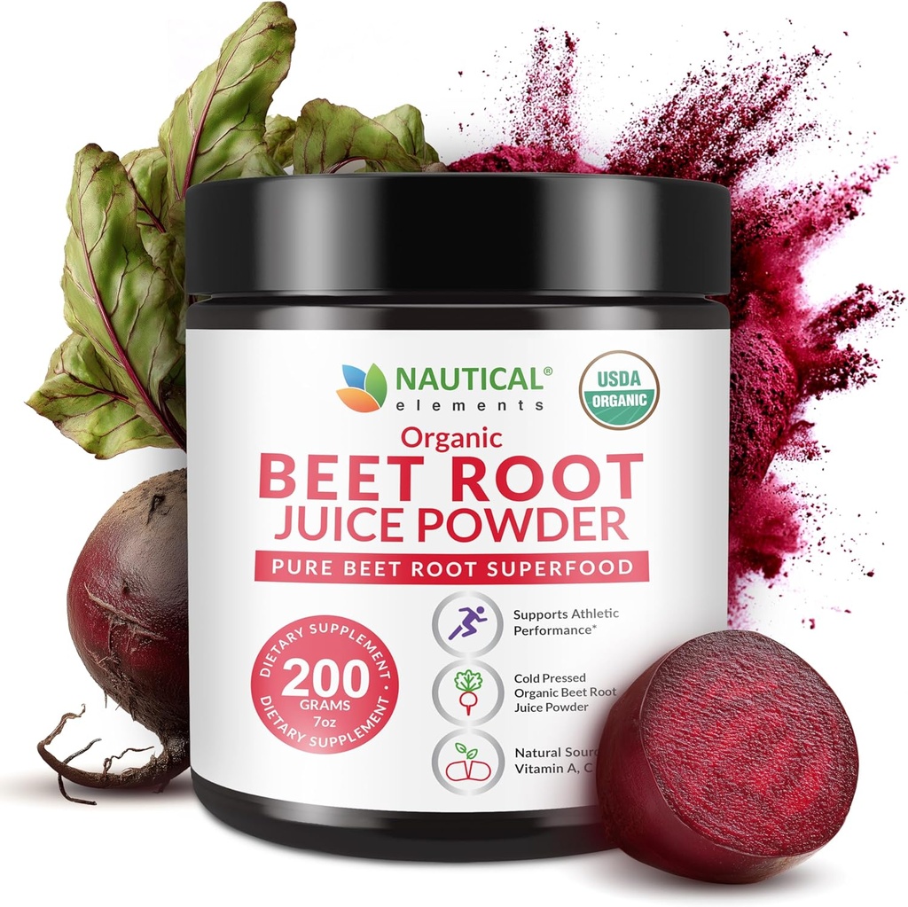 Beet Juice Toz Organik - Soğuk Baskı - 20:1 Yoğun Arıt Kök Toz - Nitrik Oksit - Circulation Support - 57 Arıt Kök Tamamı - 7oz