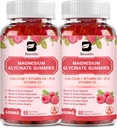 (2 Pack) 600 Mg Magnezyum Glycinate Gummies Magnezyum, Tamam Kompleks Mala Magnezyumte, Magnezyum Citrate & Pyum, Supports Night & Joint, Energy Boost, Vegan & 0-Sugar, Raspberry 120 Count