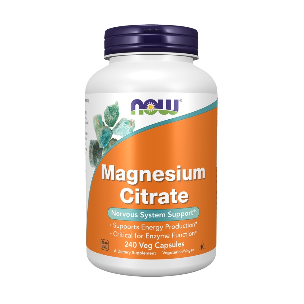 NOW Foods Supplements, Magnesium Citrate, Enzyme Function*, Nervous System Support*, 240 Veg Capsules