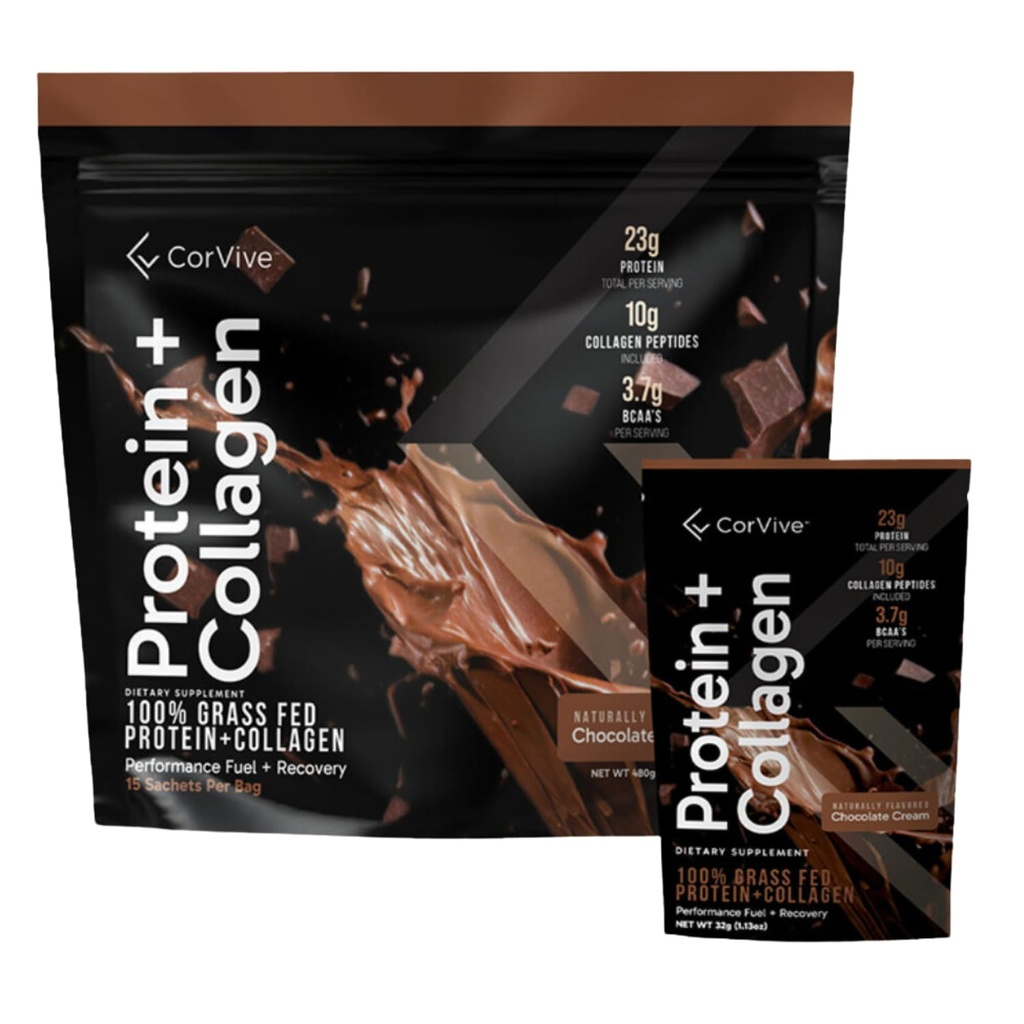 Protein + Collagen Toz | 23g protein (Grass-Fed Whey + Collagen) | 3.7g BCAAs | Destekler Kas & Ortak Sağlık | Gluten & Soy Free | Yapay Malzemeler | 15 Sachets -