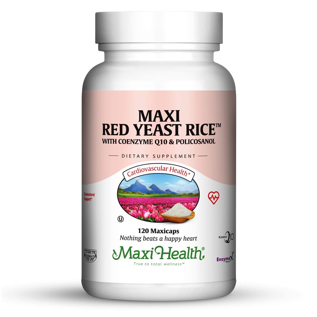 Maxi Health Kosher Maxi Red Yeast Rice with Coenzyme Q10 & Policosanol (Unflavored 120 Kont ( 1)