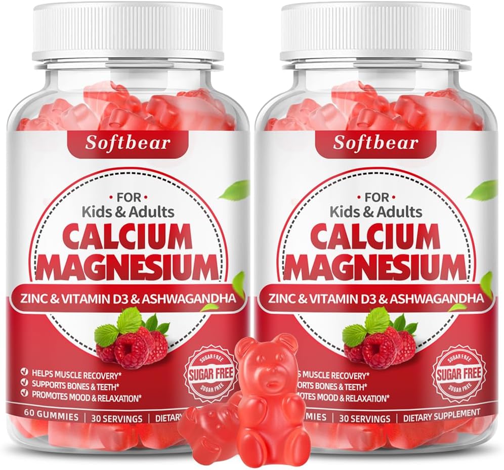 Yetişkin ve Çocuklar için yumuşak borulü çinko Magnezyum Gummies, Suagr-Freeuba Magnezyum D3 Bone Strength & Immune Health, Raspberry Flavor 120