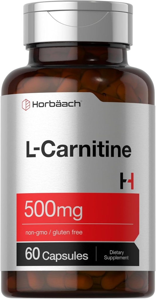 Horbäach L Carnitine Supplement 500 mg | 60 Capsules | L-Carnitine L-Tartrate | Non-GMO ve Gluten Ücretsiz