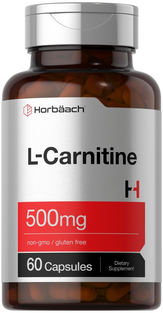 Horbäach L Carnitine Supplement 500 mg | 60 Capsules | L-Carnitine L-Tartrate | Non-GMO ve Gluten Ücretsiz