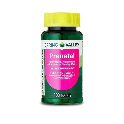 Spring Valley Prenatal Multivitamin / Hamile ve Hemşirelik Kadın Diyet Tamam Tabletleri, 100 Kont +Sticker, Dri Store.