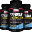 FORCE FACTOR Forebrain Pro Gamer Brain Booster, Gamer Supps to Increase Focus & Awareness, Blue Light, Gaming Supplement, Nootropic, 240 Capsules, 3-Pack, Black