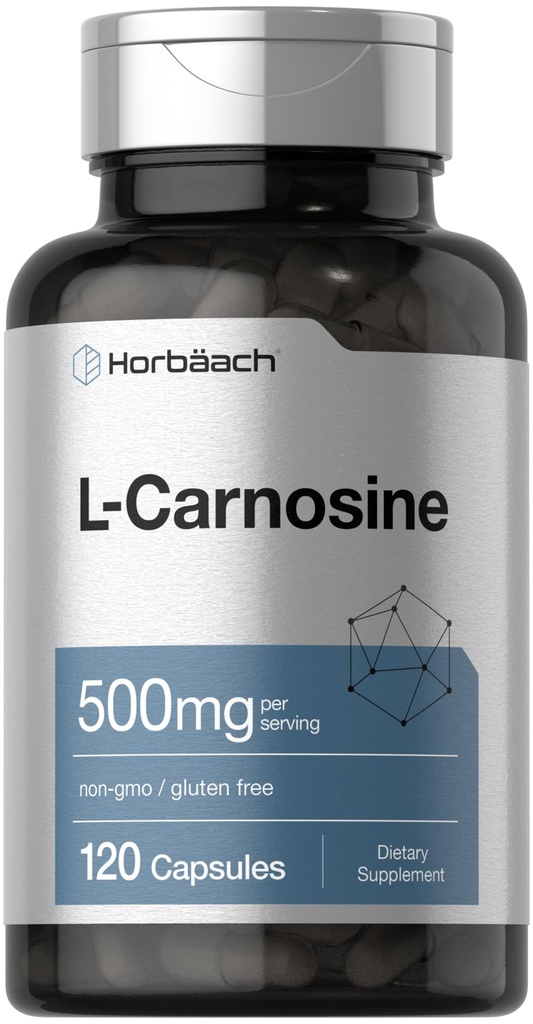 Horbäach L-Carnosine 500 mg | 120 Capsule Supplement | Non-GMO & Gluten Free Toz Pills