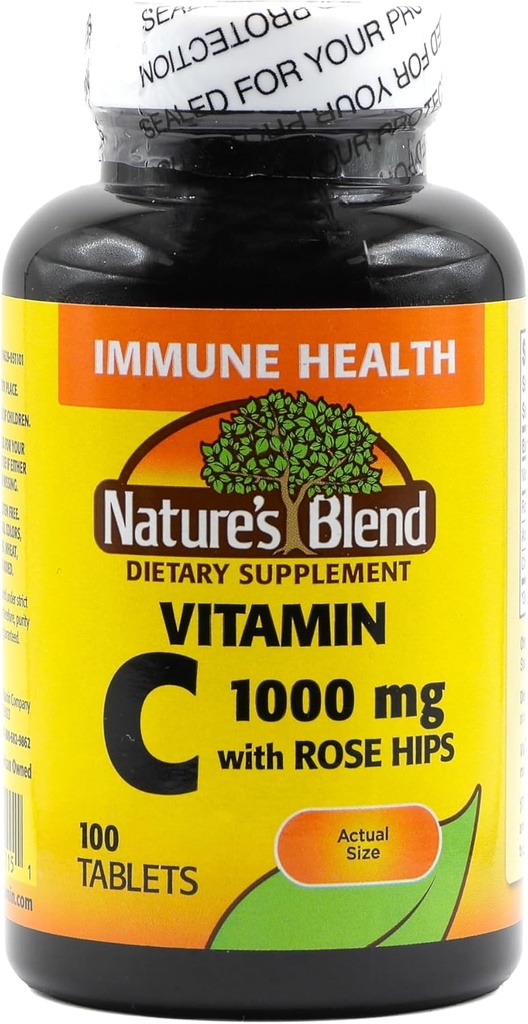Nature`s Blend Vitamin C 1000mg w/Rose Hips Tablets 100 ct
