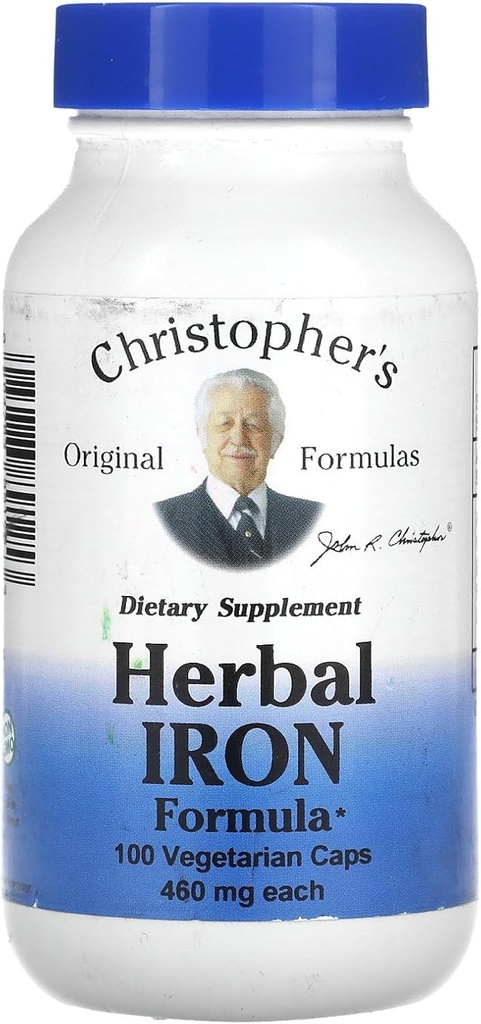 Christopher's Original Formulas Herbal Iron Formula, Φυσική υποστήριξη σιδήρου, 450 mg, 100 κάψουλες χορτοφάγων