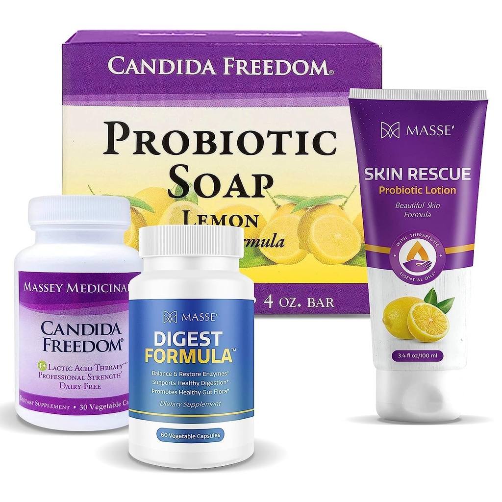 Proper Digestion için MASSE Diyetsel Supplement - Probiyotik Denge ve Geri Döndürme Formula - Probiyotik Limon Vücut Soap ve Skin Kurtarma Probiyotik Lotion