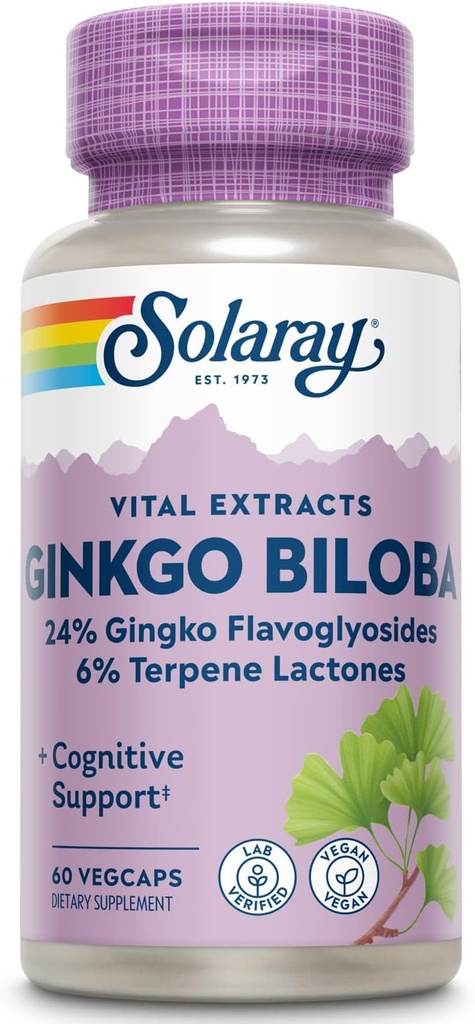 SOLARAY Ginkgo Biloba Extract, 60mg | 60 Kont