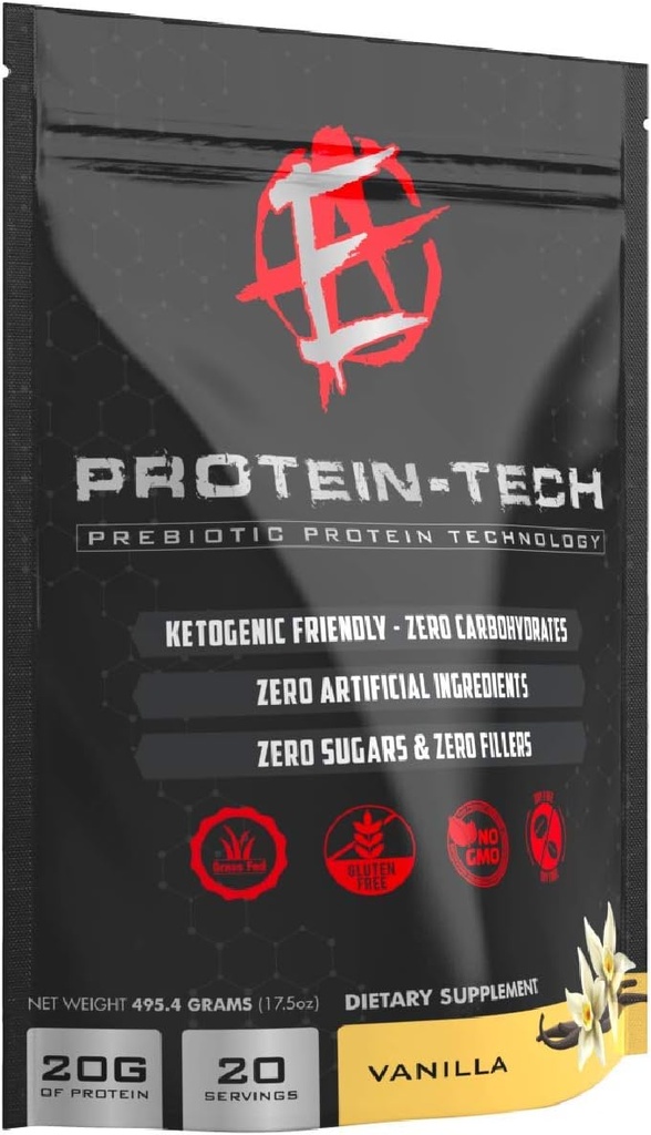 Enhanced Labs - Protein Tech - Smart Collagen Protein Powder for Men & Women - Κετοφιλική, Λιπαρά, Γαλακτοκομικά, Carb & Sugar Free Protein Supplement (20 Servings) (Βανίλα)
