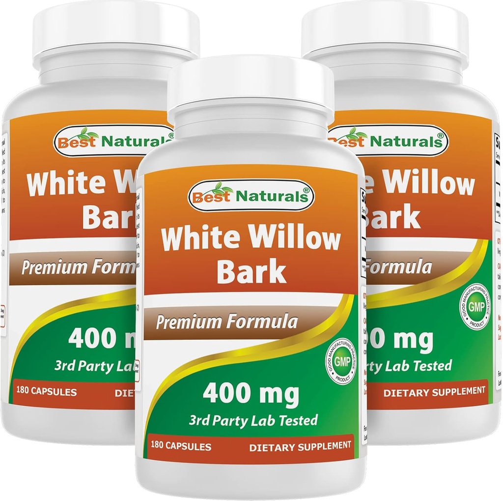 Best Naturals White Willow Bark 400 mg 180 κάψουλες (180 Count (Pack of 3))