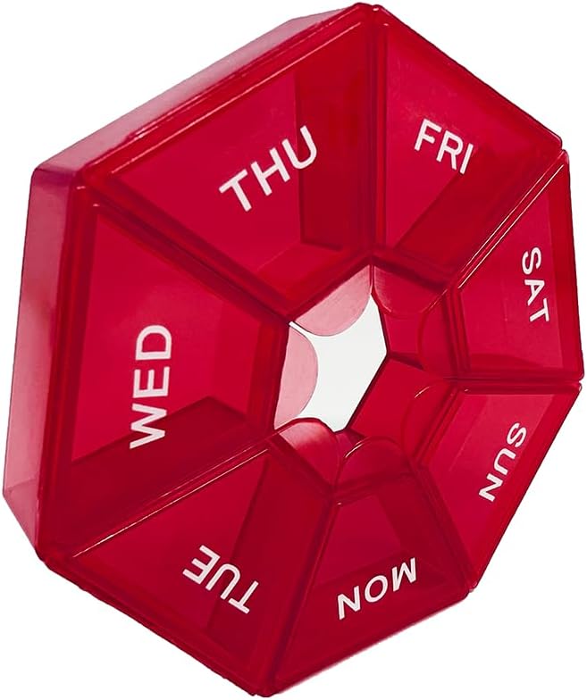 Red Daily Pill Organizer - 7 Gün, 1 Gün Bir Gün Seyahat Pill Case