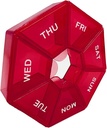 Red Daily Pill Organizer - 7 Gün, 1 Gün Bir Gün Seyahat Pill Case