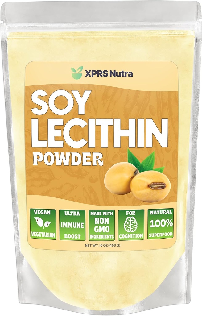 XPRS Nutra Soy Lecithin Toz Gıda Notu Şöfücü - Yemek için Uygun, Baking ve Daha Fazla - Vegan Dostu Soy Lecithin Toz Yemek Yardımı (16 Ounce)