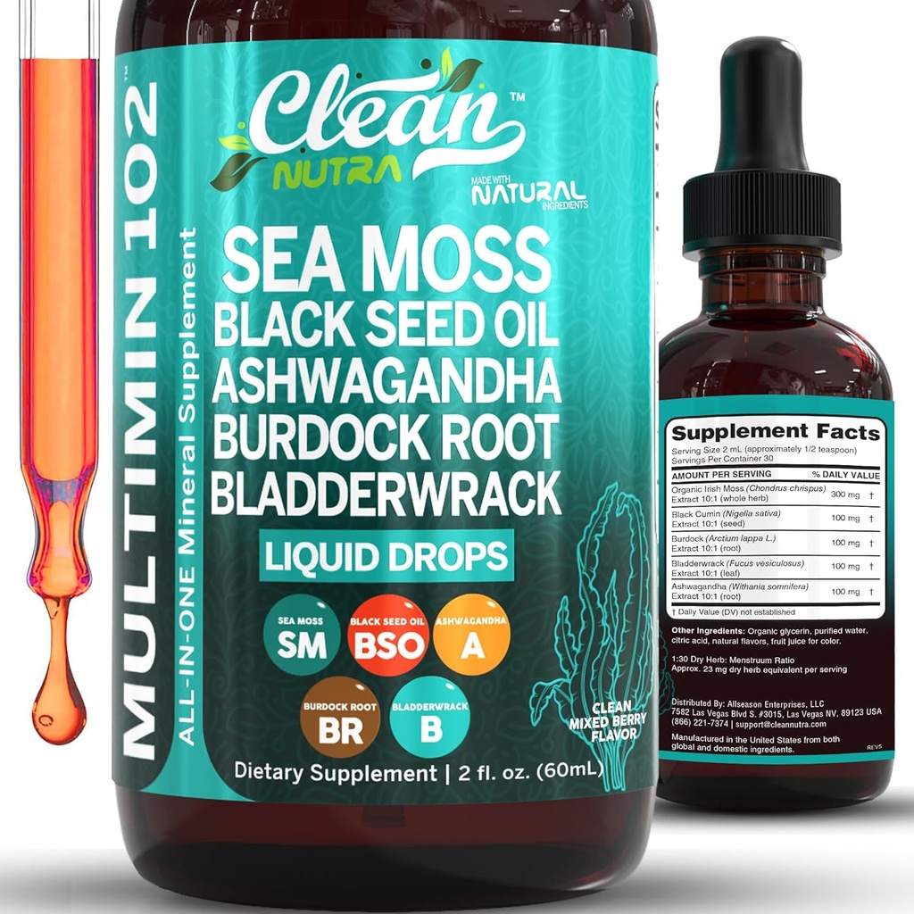Clean Nutra Organic Sea Moss Drops Supplement 