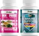 GreeNatr Herbal Menopause Support Complex for Hot Flashes, Night Sweats, Mood Swings Relief Plus 7 in 1 Immune Support with Quercetin, Echinacea, Sambucus Elder, and Ginger